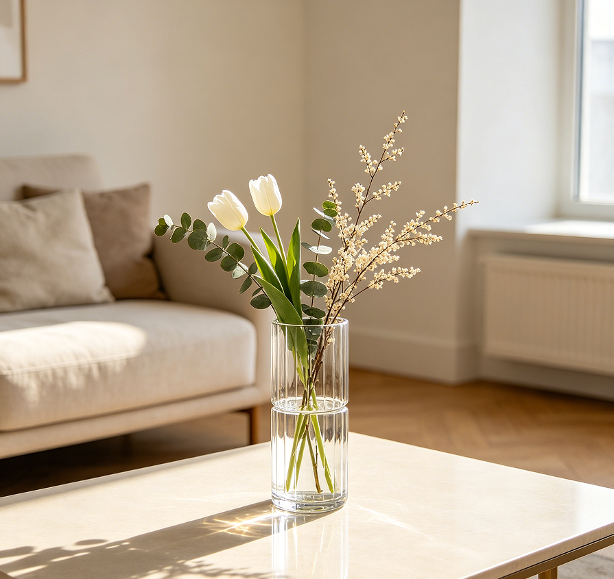 Clear Glass Cylinder Decorative Flower Vase